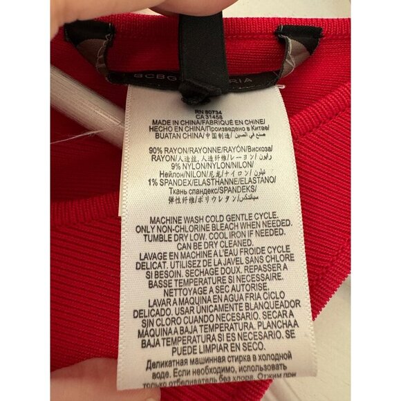 BCBGMaxAzaria Poppy Red Peplum Sleeveless Mini Dress XS  90% Rayon 9% Nylon 1% S - Picture 2 of 16